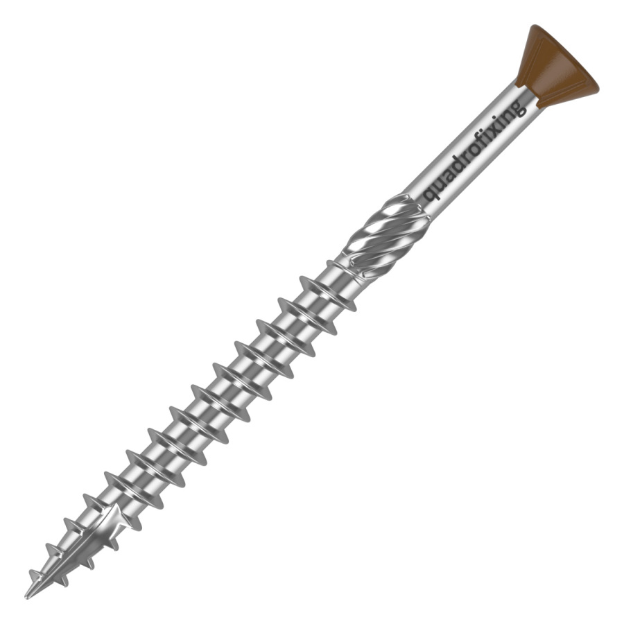 Brown stainless steel screws 4.0–5.0 mm (200 pcs + bit) QUADROFIX BROWN