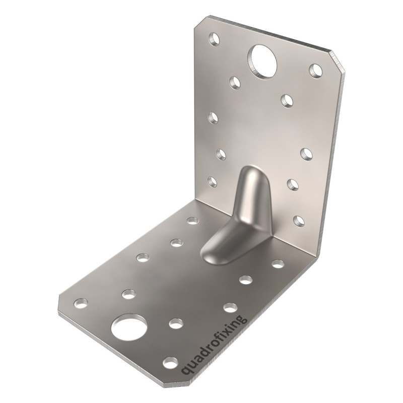 Stainless steel angle bracket with reinforcement 90 × 90 × 65 mm