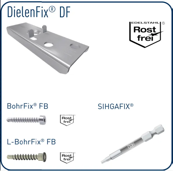 SIHGA DielenFix® DF  22 - decking clip, stainless steel (300 pcs.)