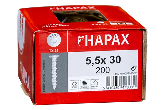 HAPAX FIXING PRO screws 5.5 mm, stainless steel A4 (100/200 pcs.)