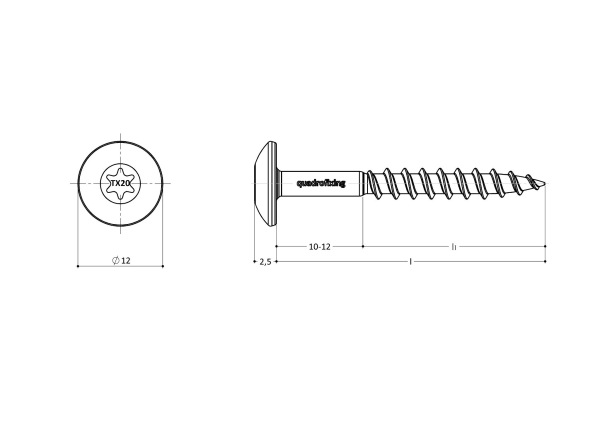 Black HPL facade screws 4.8 mm, RAL 9005, stainless steel A4 1