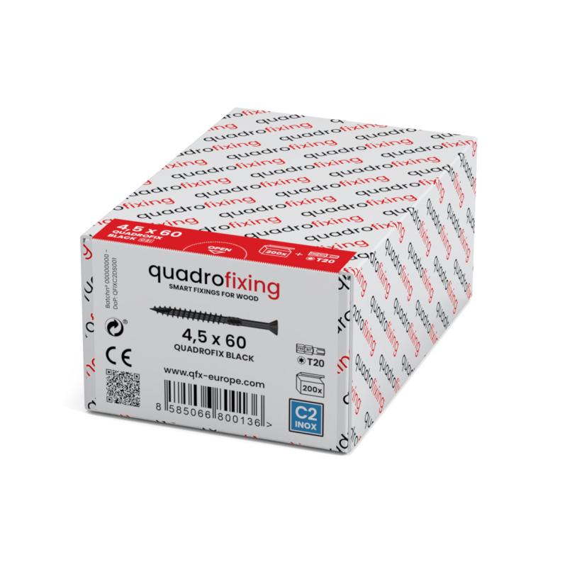 Decking screws black 4,0-4,5 mm, inox C2 (200+bit) quadrofixing 1