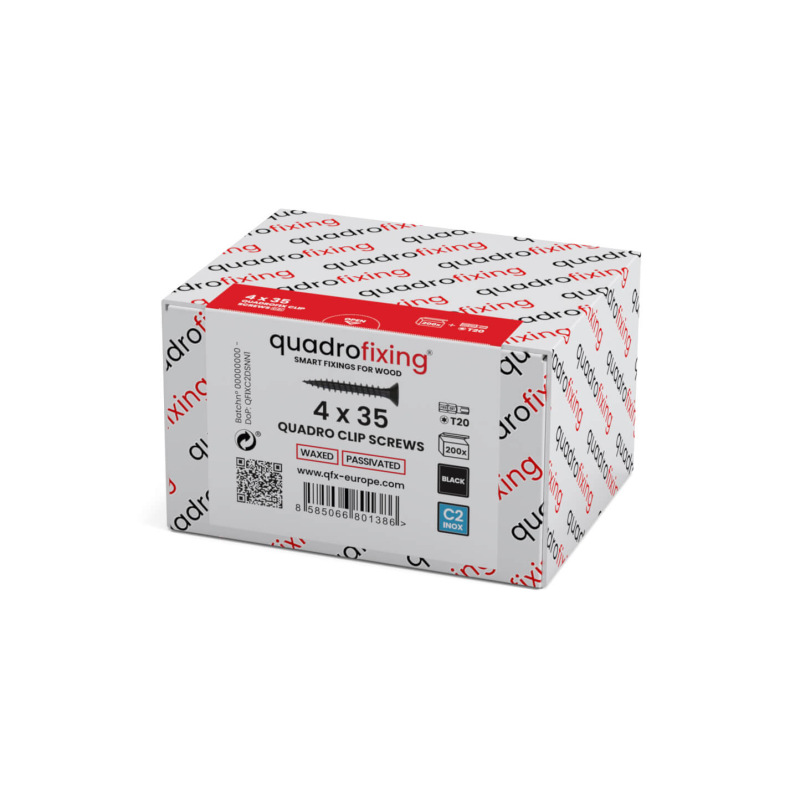 Black waxed stainless deck screws for Quadro Clip (200 pcs. + bit) 1