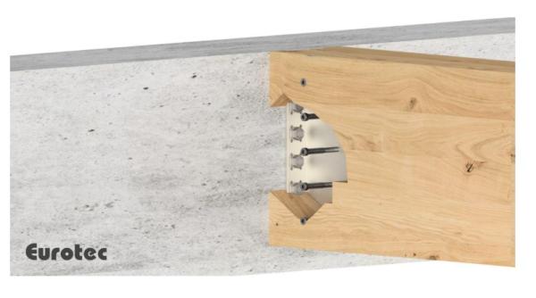 Bracket for concealed joints, aluminium, 115x80x2000 mm - Eurotec T profile 5