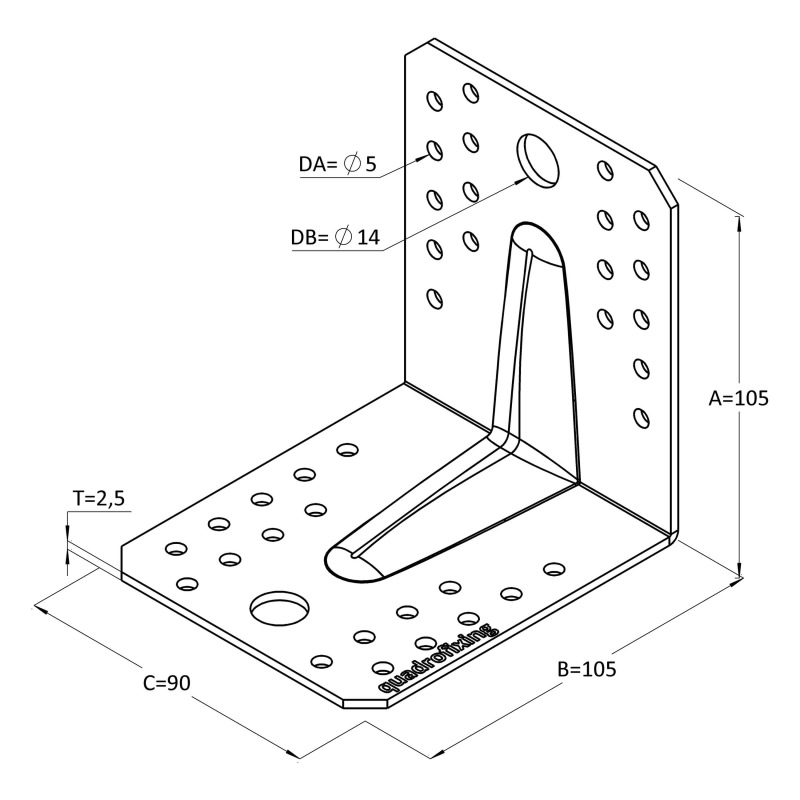 Angle bracket with stiffening rib 8