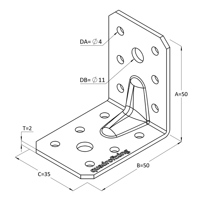 Angle bracket with stiffening rib 5