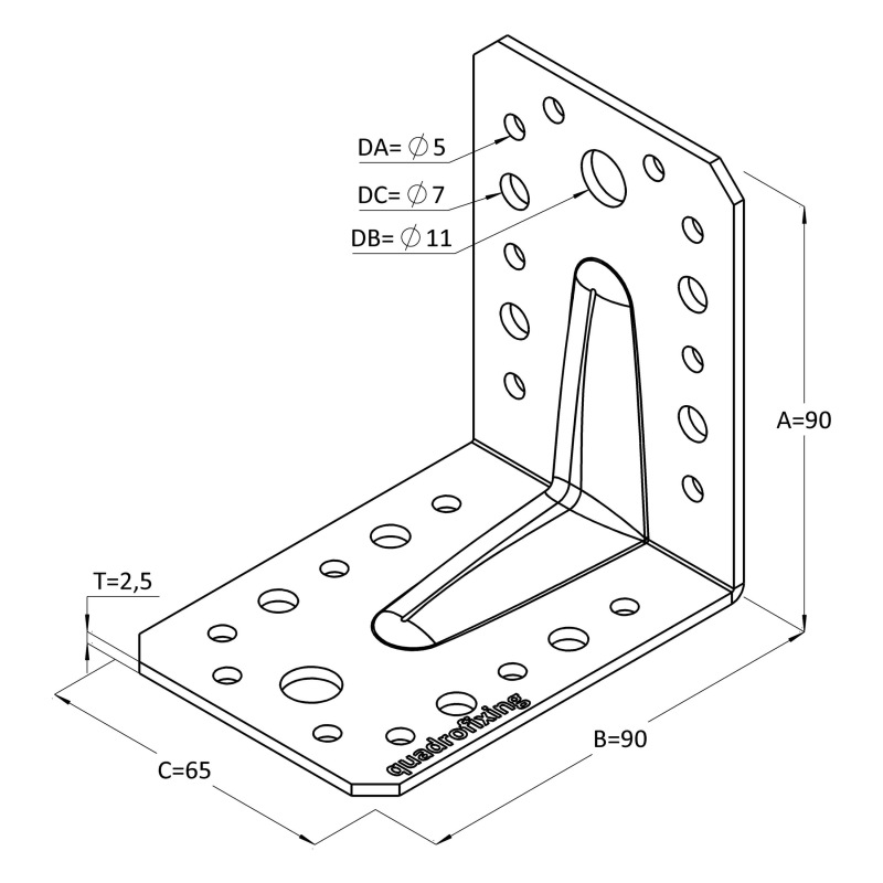 Angle bracket with stiffening rib 7
