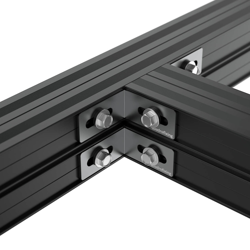Black Aluminum Angle Bracket for QFX-ALU Profile - 40×40×19.5 mm 2