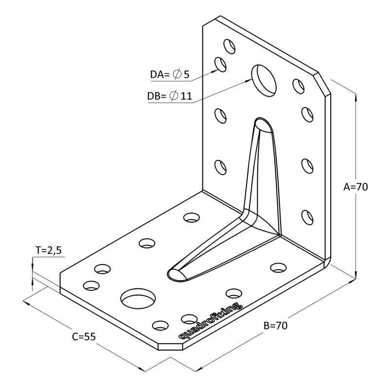 Angle bracket with stiffening rib 6