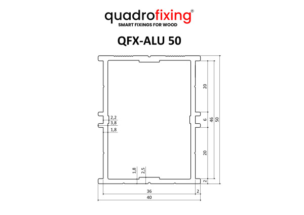 Black Aluminum Terrace Profile 50x40x4000 mm | QFX-ALU 50 BLACK 3